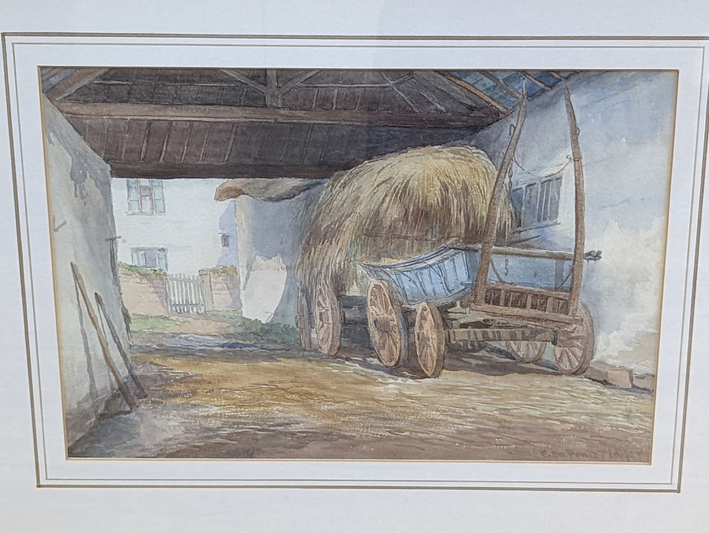 F. da Ponte Player (Exh 1880-1882), two watercolours, 'A Back Street at Rye' and 'A Sussex Barn', signed, 33 x 23cm and 23 x 34cm